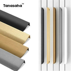 Tiradores de armario ocultos simples, tiradores de puertas de armario de cocina, tiradores largos elegantes, herrajes para muebles de aleación de aluminio