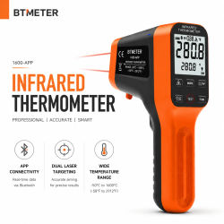 Termómetro Infrarrojo Bluetooth BT-1600APP -50~1600 ℃ Pistola de Temperatura Láser IR sin Contacto DS30:1 para HVAC, Horno, Barbacoa e Industria