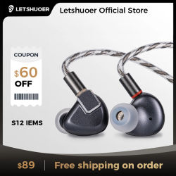 LETSHUOER S12 Auriculares HiFi con Driver Magnético Planar de 14.8mm, Auriculares con Cable, Monitores Intrauditivos HIFI para Audiófilos y Músicos