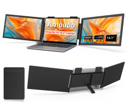 Monitor Portátil Dual Amoudo de 14 Pulgadas 1920*1080P IPS, Monitor Triple Portátil con Puerto USB-C para Laptop de 14 Pulgadas, Windows/Mac, Xbox