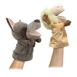 Animales de peluche de juguete para niños, marioneta de mano para dedo, muñecos Kawaii, juguetes educativos para bebés, León, elefante, conejito, mono, regalo