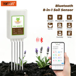 Medidor de Suelo Bluetooth 8 en 1, NPK, PH, EC, Recargable, Sensor Inteligente de Humedad y Temperatura del Suelo para Jardín e Invernadero
