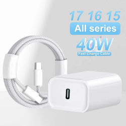 Cargador Rápido PD de 40W para iPhone 16 15 11 12 13 14 Pro Max Plus iPad Air, Cable de Carga Rápida USB C Tipo C, Cable de Datos, Cargador de Teléfono