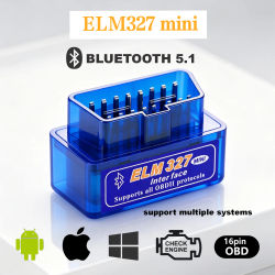 Mini Escáner OBDII ELM327 Bluetooth 5.1, Detector de Fallas del Motor, Herramienta de Diagnóstico para Auto, Lector de Códigos Inalámbrico con Protocolo OBD2