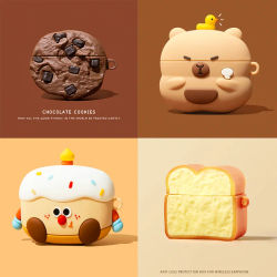 Funda de pan con galletas de Chocolate 3D para AirPods 4 2025, bonita funda para auriculares con dibujos animados para AirPods Pro 3, funda suave para AirPods 3