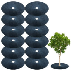 5 unidades de anillos de acolchado no tejido para árboles, manta de control de malezas, tela paisajística, barrera protectora contra raíces de hierba, cubierta para plantas de jardín 15-82cm