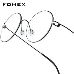 Montura de gafas FONEX sin tornillos para hombres y mujeres, montura de gafas redonda Morten Dinamarca coreana, gafas de aleación de titanio 98607