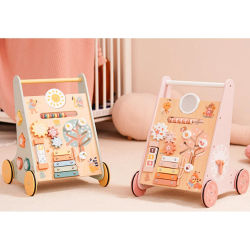Robotime Robud andador de madera con ruedas Montessori, juguetes de empuje para bebés aprendiendo a caminar, andadores para bebés, centro de actividades