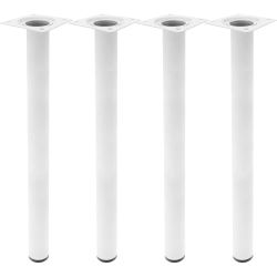 LIYSET Pies Redondos para Mesa y Mueble. Patas en Acero Blancas de 10cm/25cm/40cm70cm ,4-Pack