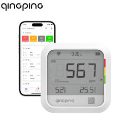 Detector de CO2, Termómetro e Higrómetro Qingping, Monitor de Temperatura y Humedad, Notificación de Monitoreo Remoto para la Aplicación Qingping