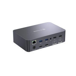 AV Access KVM Switch Dock 2 monitores 2 computadoras portátiles, monitor dual con pantalla 4K, 2 puertos USB-C MST, 60 W PD, 1G Ethernet (iDock-C20)