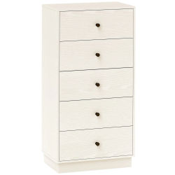 Cómoda de 5 Cajones Estrecha y Alta Mueble Auxiliar para Dormitorio o Pasillo con Tiradores Redondos 47x29x95 cm Beige