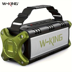 Altavoz Bluetooth W-KING D8 de 50W RMS, Altavoces Portátiles Inalámbricos Bluetooth, Altavoz Grande para Exteriores con Resistencia al Agua IPX6, Verde