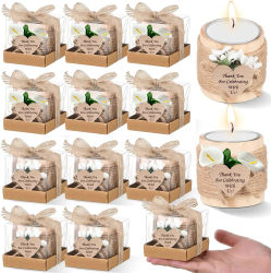 6/12/24 Uds. Vela de regalo para invitados para boda, portavelas de madera, regalos de agradecimiento para despedida de soltera para Baby Shower