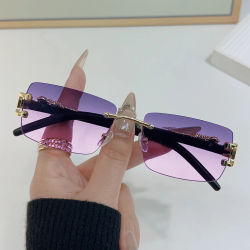 1 unidad de gafas de sol de moda para hombres y mujeres, gafas de sol rectangulares personalizadas sin marco para la vida diaria, gafas de sol Vintage
