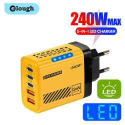 240W 5 puertos 3USB 2 tipo C carga rápida LED cargador de teléfono móvil para Xiaomi Huawei Iphone Samsung adaptador de cargador USB C