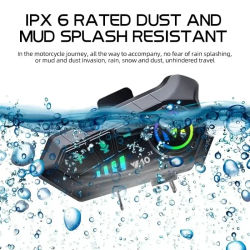 Y10 2x Auriculares Bluetooth 5.3 para Casco de Motocicleta, Intercomunicador con Asistente de Voz, Reproductor de Música, Distancia 300M, Interfono Impermeable IPX6