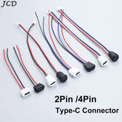 JCD 2Pin 4Pin USB tipo C conector hembra con hebilla de tarjeta 3A puerto de carga de alta corriente USB-C enchufe del cargador