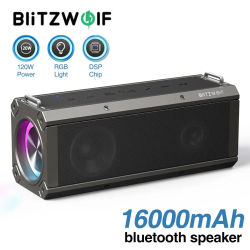 BlitzWolf-altavoz inalámbrico BW-WA3 PRO, 120W, luz RGB, portátil, 16000mAh, Bluetooth, sonido Hifi, diafragma Dual, graves profundos