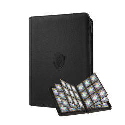 Carpeta de tarjetas comerciales de 9 bolsillos, cubierta de PU, álbum de colección de tarjetas con cremallera, resistente, soporte de carpeta de tarjetas de carga lateral 360 para tarjetas de juego