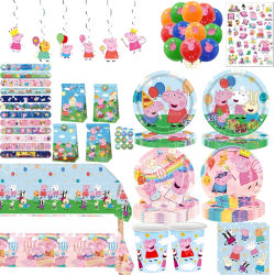 Decoración de Fiesta de Cumpleaños de Cerdito Rosa, Vajilla Desechable, Mantel, Platos, Vasos, Servilletas, Bolsas, Recuerdos para Baby Shower y Fiesta Familiar de Cerditos