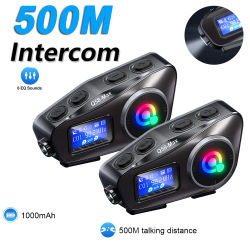 Intercomunicador para casco de motocicleta Q58, auriculares inalámbricos con Bluetooth, Intercomunicador con pantalla LCD para 2 conductores, intercomunicador de 500m, 1/2 Uds.
