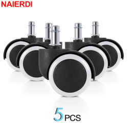 NAIERDI 5 ruedas giratorias universales silenciosas para silla de oficina de 2 pulgadas, 360 grados ° Rueda Giratoria de Goma Resistente para Muebles