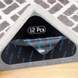 12 Uds alfombra antideslizante pegatina reutilizable a prueba de agua Anti rizador parche de alfombra pegatina fija alfombra de suelo cinta pinza almohadilla de esquina