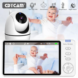 Monitor de vídeo para bebé de 5 pulgadas con cámara PTZ Zoom Babyphone Cam protección de seguridad cámaras de vigilancia Sensor de temperatura canción de cuna