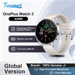 Reloj inteligente - OnePlus Watch 3 43 mm, Smartwatch Pantalla AMOLED de 1,32 pulgadas Fino a 60 horas de duración de la batería Sistema operativo de Google GPS NFC