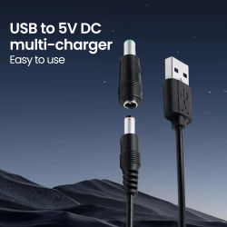 Cable de alimentación USB a CC con aumento de potencia, conector USB a CC de 5.5x2.1mm, adaptador de corriente de 5V, adecuado para router Wifi, módem, ventilador, altavoz, cámara