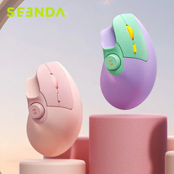 Ratón inalámbrico Seenda ergonómico Bluetooth 2,4G con perilla de volumen clics silenciosos ratón USB Vertical recargable para Mac Windows PC