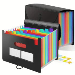Archivo expandible Rainbow 12-24-37 de bolsillo: carpeta de acordeón A4, soporte portátil para documentos/billets/receipt para organizar