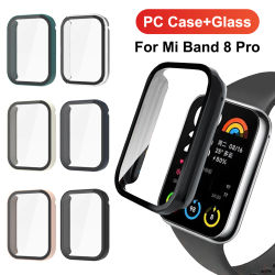 Vidrio templado + funda de reloj para Xiaomi Mi Band 8 Smartwatch Protector de pantalla integral cubierta de parachoques de PC accesorios Miband 8 Pro