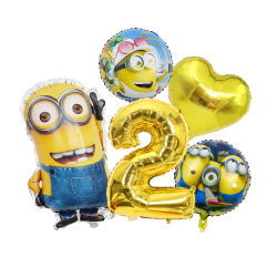 Set de Globos de Cumpleaños con Temática de Minions para Niños y Niñas, Globo con Número, Globos de Aluminio, Decoración para Fiestas de Cumpleaños, Regalo para Baby Shower