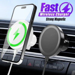 Soporte magnético para teléfono con salida de aire para coche, cargador inalámbrico para Magsafe iPhone 16 15 14 13 12 Pro Max, estación de carga rápida para móvil