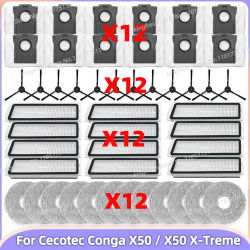 Compatible con ( Cecotec Conga X50 / X50 X-Treme ) piezas de aspiradora cepillo lateral filtro HEPA mopa bolsa de polvo accesorios