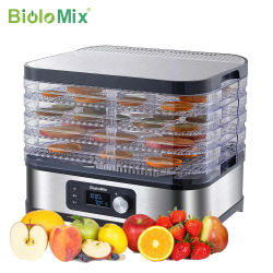 BioloMix Deshidratador de alimentos de 5 bandejas sin BPA con temporizador digital y control de