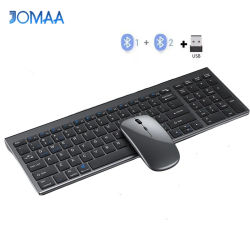 JOMAA-Juego de ratón y teclado Bluetooth multidispositivo para Macbook, tableta, iPad, PC, teclado inalámbrico para juegos de 2,4G para ordenador PC