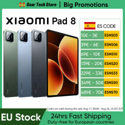 XIAOMI Pad 8 - Tablet de 11.2 Pulgadas y 3.2K (Snapdragon 8s Gen 4, Batería de 9200 mAh, Cargador No Incluido), Versión Europea