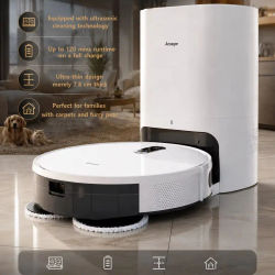 Robot Aspirador Arnagar S10 con Autovaciado, Recolección de Polvo, Función de Fregado, 12000Pa, 5200mAh, Bajo Ruido, Control por APP para Limpieza del Hogar