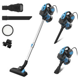 INSE Aspirador con Cable, Aspiradora Escoba de Succión Poderosa de 18kPa, Aspiradora Escopa 3 En 1 Vertical y de Mano para Hogar, Sofas, Mascotas, 600W, 1L, Hepa Filtro Lavable (Azul)