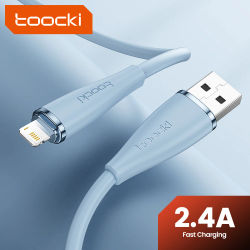 Toocki-Cable USB 2.4A para iPhone, Cable de carga rápida de TPE suave para Airpods iPhone 14, 13, 12, 11 Pro Max X Plus, Mini Cable de datos para iPad