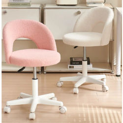 Silla de ordenador de lujo Ligera y sencilla para niñas, taburete de maquillaje para dormitorio, asiento con respaldo de lana de cordero, muebles modernos de elevación y rotación