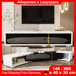 Mueble para TV moderno Lazyspace con longitud variable 140-260 cm, soporte para TV giratorio deformable, mueble para TV de salón