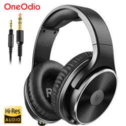 Oneodio Studio HIFI 3,5/6,35mm auriculares con cable Monitor profesional auriculares sobre la oreja auriculares de alta resolución para DJ con micrófono para guitarra