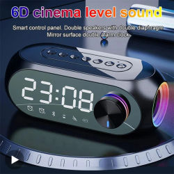 Reloj despertador con Radio FM, Altavoz Bluetooth, Subwoofer portátil, caja De sonido De Som, Mini woofer inalámbrico De música, columna De lámpara