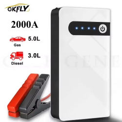 Arrancador de Coches GKFLY 2000A, Banco de Energía de 44.4Wh, Cargador Portátil de Batería de Coche, Dispositivo de Arranque de 12V, Cables de Arranque