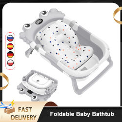 Bañera plegable para bebés con monitor de temperatura en tiempo real, alfombrilla de baño antideslizante, cojín de soporte, bañera portátil para recién nacidos, para recién nacidos y niños pequeños de
