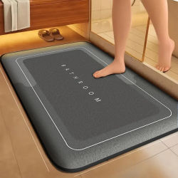 Alfombra de baño de Franela Simple, alfombra peluda para ducha, suelo antideslizante, esponja gruesa, alfombra absorbente para el suelo, alfombra para puerta del dormitorio